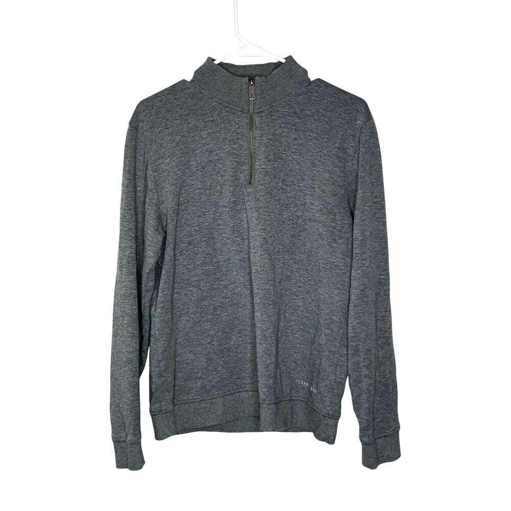 Ted Baker Mens Gray Half-Zip Pullover Sweatshirt Size M Cotton Blend